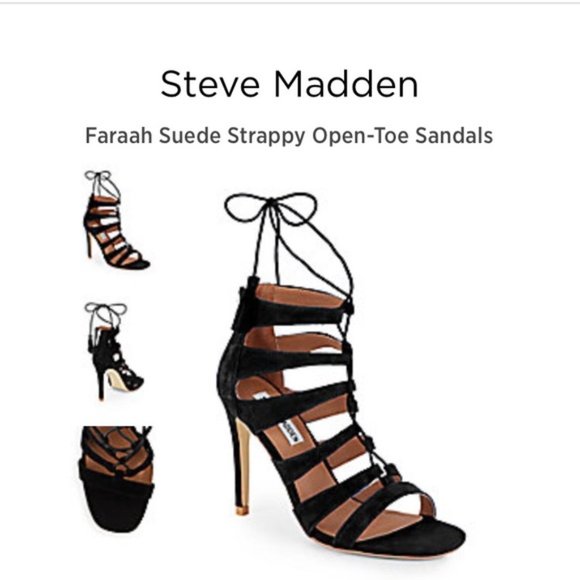 Steve Madden Shoes - Steve Madden Faraah Black Front Tie Back Zip Heels Sandals Size 8